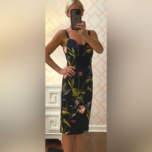 NWOT, Ted Baker London, black/floral cocktail dress, size 2